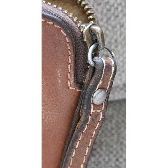 Patricia Nash‎ Cassini Wristlet Brown Leather 8x6 Vtg